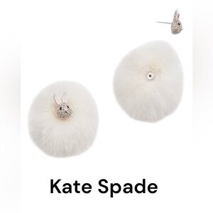 Kate Spade Earrings studs pink silver Bunnies Bunny pom pom Rare